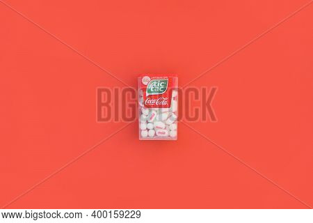 Tic Tac Candy Package With Coca-cola Taste. Tic Tac Is Popular Due Its Minty Fresh Taste And Easy To