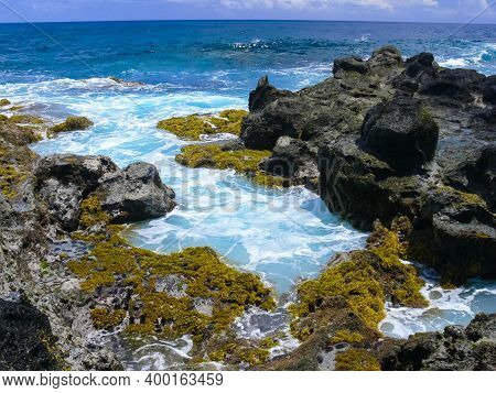 Easter Island Coastline. Easter Island Coast, Rocks And Ocean.