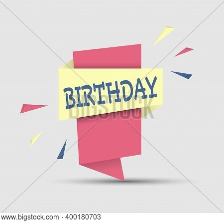 Colorful Banner With The Word Birthday. Simple Stock Vector Illustration