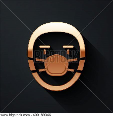 Gold Doctor Pathologist Icon Isolated On Black Background. Long Shadow Style. Vector