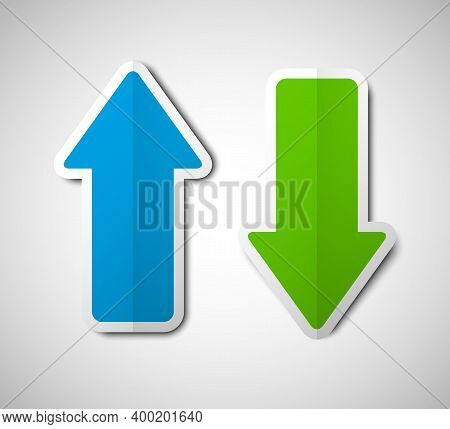 Two Curved Arrow. 2 Direction Banner Shape. Trend Form
