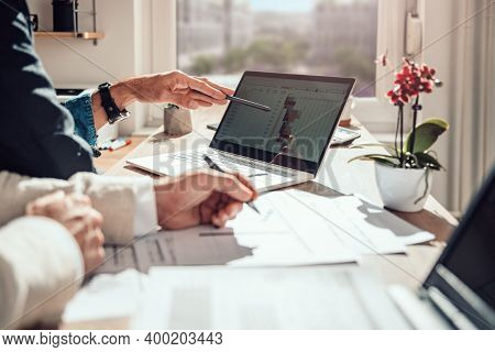 Business Background. Business People Discussing Together Their Strategy. Making Business Plan, Busin