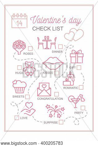 Verticall Printable To Do List For Valentine S Day. Vector Template