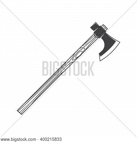 Battle Axe Isolated On The White Background. Vector Illustration. Knight Equipment Icon, Battle-axe 