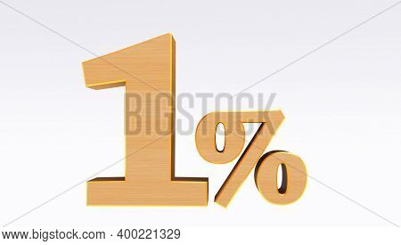 Goolden One ( 1 ) Percent Isolated  On A White Background., 1 Percent Off, 3d Render