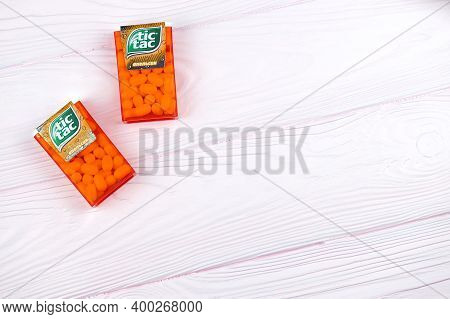 Tic Tac Drops With Orange Flavour. Tic Tacs Are Manufactured By Italian Confectioner Ferrero And Wer