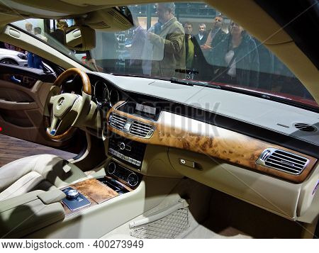 Inside View Of Luxury And Mercedes Cls Under Lights In Showroom, November 02.2012 Istanbul Turkey In