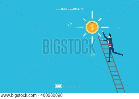 Investment Concept Of Catching Opportunity With Businessman Character Attraction Collect Money Coin.