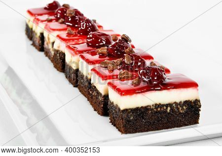 Prepared For Special Occasions, Delicious And Beautiful Chocolate And Fruit Small Cake, Isolated On 