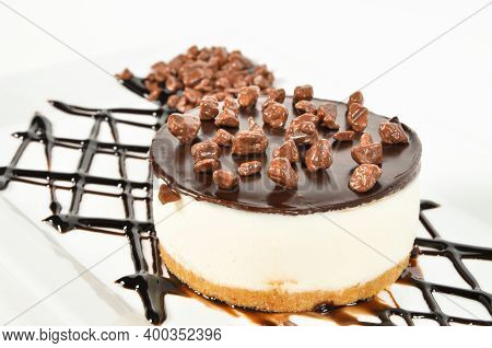 Prepared For Special Occasions, Delicious And Beautiful Chocolate Small Cake, Isolated On White Back