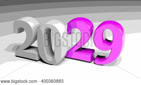 2029 Gray And Purple Write On Gray Background - 3d Rendering Illustration