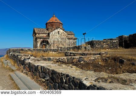 Scenic View Of An Old Sevanavank Church In Sevan, On Sunny Day
