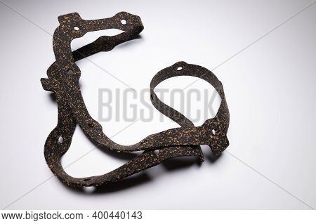 Automatic Transmission Oil Pan Gasket. Auto Parts For Auto Undercarriage On Gray Background