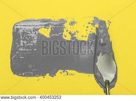 Colors Of The Year 2021 Ultimate Gray And Illuminating Background.  Ultimate Gray Paint On Yellow Il