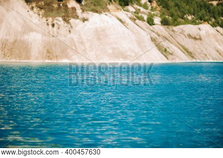 Volkovysk Chalk Pits Or Belarusian Maldives Beautiful Saturated Blue Lakes. Famous Chalk Quarries Ne