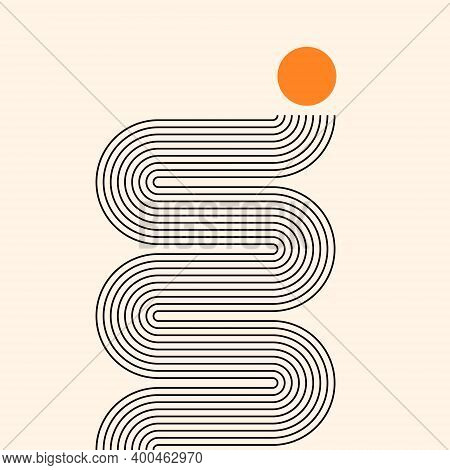 Abstract Background. Line Art. Contemporary  Geometric Composition. Boho Wall Decor. Mid Century Art