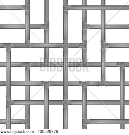 Plumbing And Sewerage - Abstract Labyrinth 100mm Pvc Pipes And Fittings Sewerage System Isolated On 