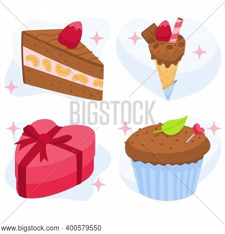 Valentine Day Decoration Vector Set Flat Design
