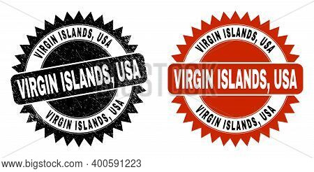 Black Rosette Virgin Islands, Usa Watermark. Flat Vector Grunge Watermark With Virgin Islands, Usa P