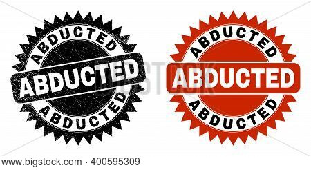 Black Rosette Abducted Seal Stamp. Flat Vector Grunge Seal Stamp With Abducted Title Inside Sharp St