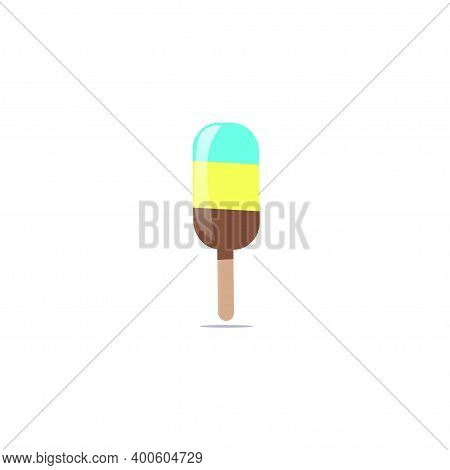 Ice Cream Sticks Three Fresh Fruit Flavors Vector Design Isolated White Background