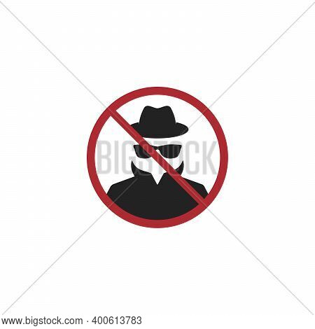 Agent Icon. Spy Sunglasses. Hat And Glasses Stock Vector Illustration Flat Style On White Background