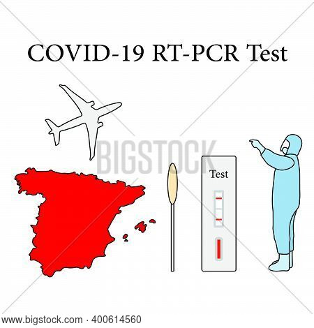 Vector Illustration Carrying Out Rt Pcr Test To Diagnose Coronavirus Infection. Spain People Protect
