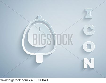Paper Cut Toilet Urinal Or Pissoir Icon Isolated On Grey Background. Urinal In Male Toilet. Washroom