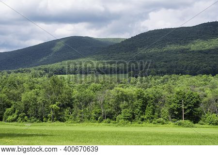 The Taconic Mountain Range Landscape As Seen From Rt 22 In Boston Corner New York State On An Overca