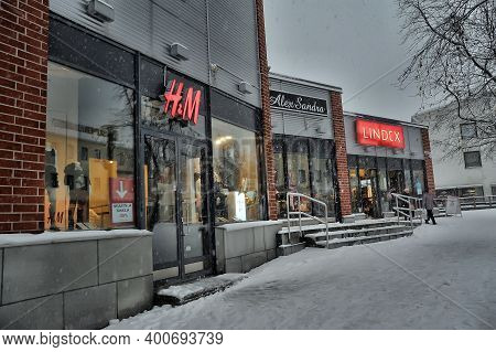 Finland, Imatra, 08,11,2014 Street In The Center Of Imatra. City In South Karelia With Population Is