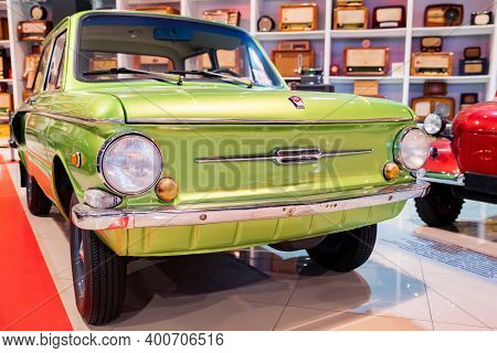 Kamensk-shakhtinsky, Russia - 25 October 2020: Green Zaz-968 Aka Zaporozhets Car