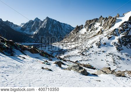 Mountains Of The Himalayas, Young Beautiful High Mountains Of Tibet.