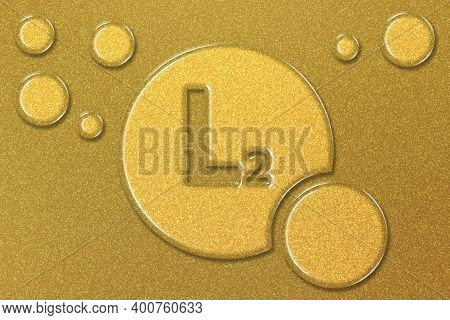 Vitamin L2 Health Symbol, Vitamin Concept, Adenylthiomethylpentose, Gold Background