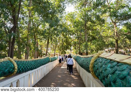 Udon Thani, Thailand-december 22, 2020: Buddhist People Respect Sacred Things At Kham Chanot Before 