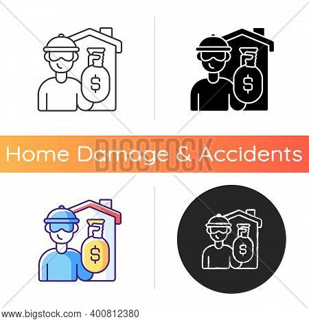 Theft Icon. Home Burglary And Robbery. House Invasion. Security, Safeguard. Residence Protection. Sa