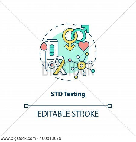 Std Testing Concept Icon. Top Testing Category Idea Thin Line Illustration. Blood, Urine Samples And