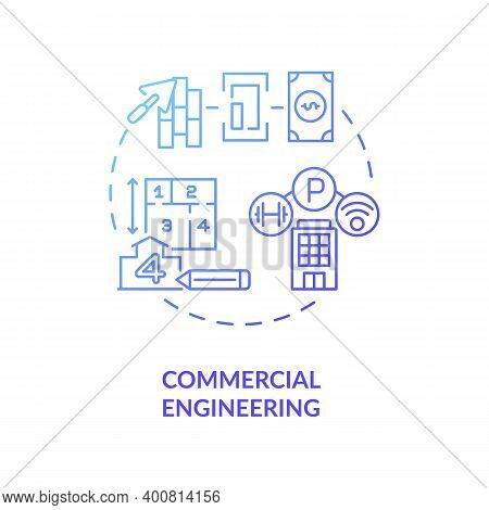 Commercial Engineering Blue Gradient Concept Icon. Residential Building. Project Management And Deve