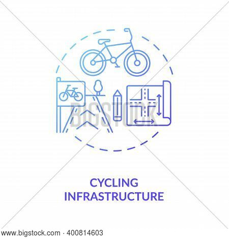 Cycling Infrastructure Blue Gradient Concept Icon. Public Commuting Planning. Scheme For Urban Trans