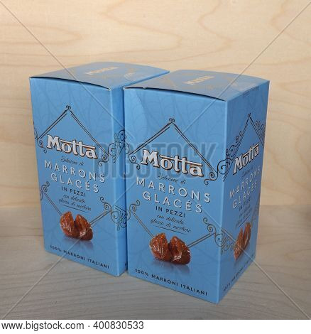 Milan - Dec 2020: Motta Packet Of Marrons Glaces