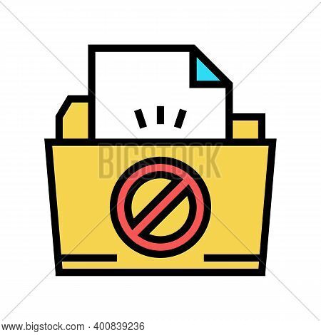 File Didnt Save In Online Folder Color Icon Vector. File Didnt Save In Online Folder Sign. Isolated 