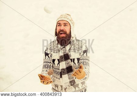 It Is So Cold. Winter Holiday. Morning Before Xmas. Winter Season. Christmas Snow Activity. Bearded 