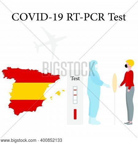 Vector Illustration Carrying Out Rt Pcr Test To Diagnose Coronavirus Infection. Spain People Protect