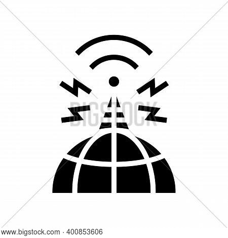 World Broadcasting News Antenna Glyph Icon Vector. World Broadcasting News Antenna Sign. Isolated Co