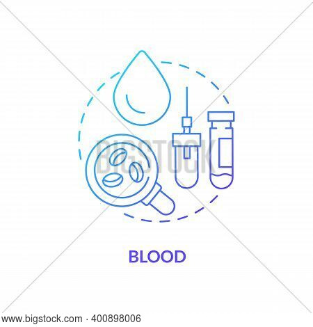 Blood Concept Icon. Lab Sample Idea Thin Line Illustration. Finger Prick. Using Hypodermic Needle. V