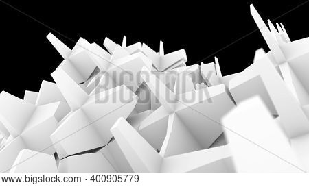 Abstract Black And White Three-dimensional Fractal. Breakwater Or Cutwater Geometric Pattern. 3d Ren