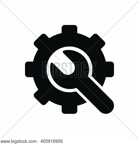 Black Solid Icon For Preference Config Gearwheels Service Settings Machine Wrench Repair