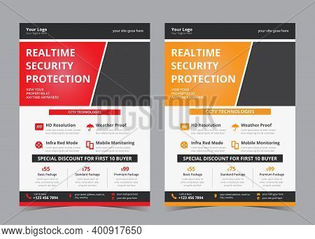 Security Camera Flyer. Cctv Promotion Flyer. Surveillance Camera Advertising Template