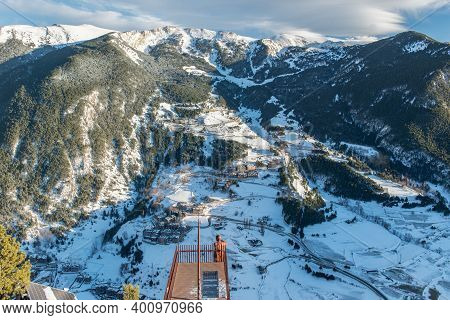 View Point In Andorra . Mirador Roc Del Quer, Canillo. Andorra.
