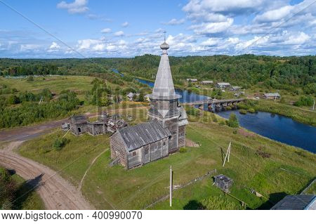 A View Of The Old Wooden Church Of Ilya The Prophet In The Village Of Samino (saminsky Graveyard) On