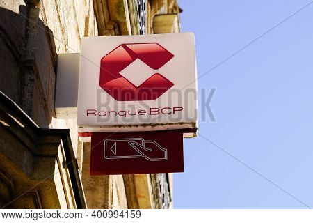 Bordeaux , Aquitaine  France - 12 19 2020 : Bcp Banque Sign Text Brand And Atm Logo Front Of Office 